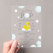 Op naar de Pop van Duck Bubble Neutral Baby shower Acryl Uitnodigingen (Insitu (Draagbaar))