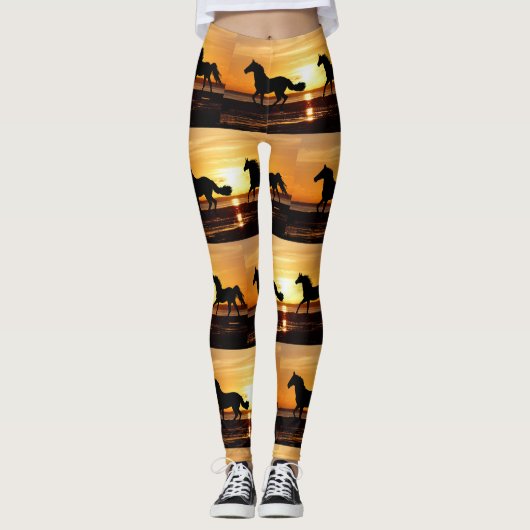 Op naar de Races Paard Running at Sunset Leggings (Voorkant)