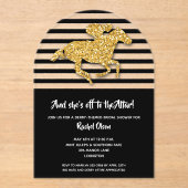 Op naar het Altar Derby Horse Vrijgezellenfeest Acryl Uitnodigingen (Voorkant)