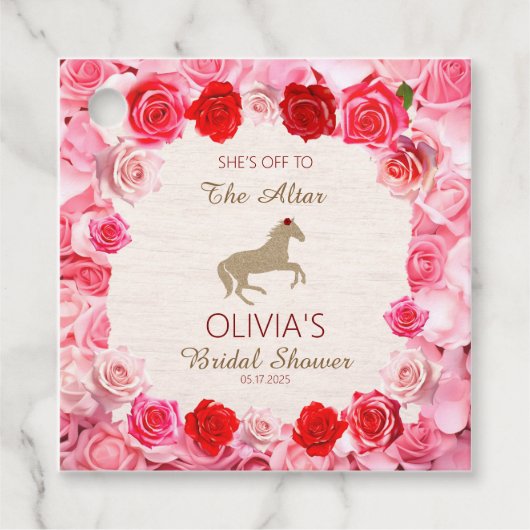 Op naar het Altar Red Roses Vrijgezellenfeest Bedankjes Labels (Voorkant)