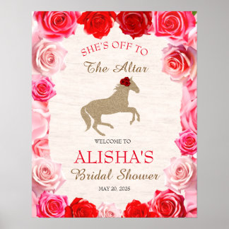 Op naar het Altar Red Roses Vrijgezellenfeest Poster