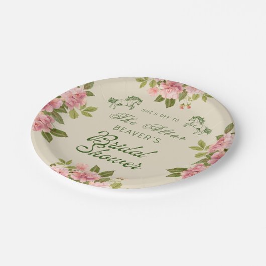 Op naar het Derby Floral Vrijgezellenfeest Papieren Bordje (Gekanteld)