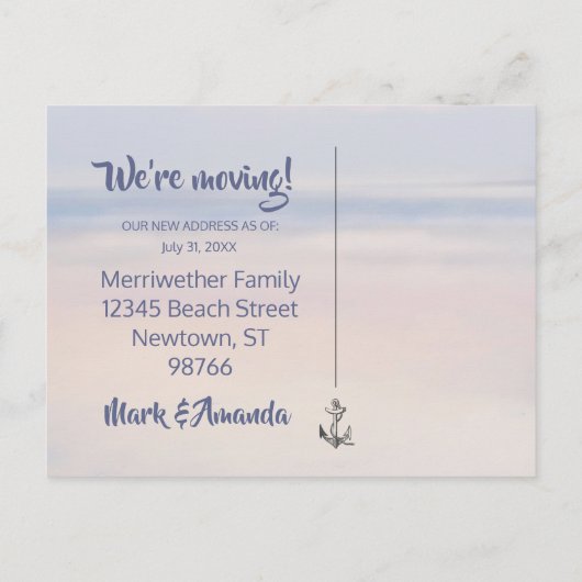 Op naar het strand! Briefkaarten nieuw adres (Achterkant)