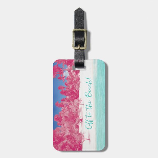 Op naar het strand! Gepersonaliseerd Bagagelabel (Voorkant verticaal)