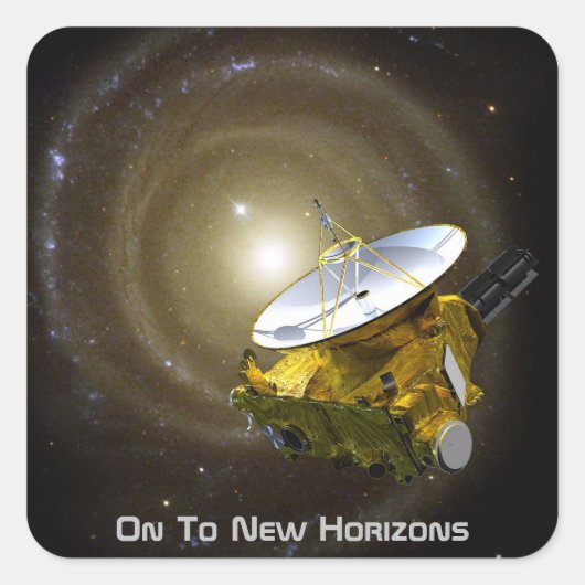 Op nieuwe horizons interstellair ruimtevaartuig vierkante sticker (Voorkant)