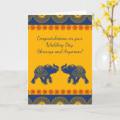 Op Olifanten Gebaseerde Persoonlijke Huwelijksvolt Kaart (Gele Bloem)