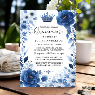 Op Ombre Ivory Ice Sky Gold Royal Blue Quinceanera Kaart