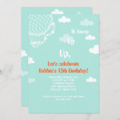 Op, omhoog en weg blauwe Uitnodiging (Voorkant / Achterkant)