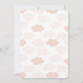 Op, omhoog en weg Teddy Bear Pink Clouds Baby Birt Kaart (Achterkant)