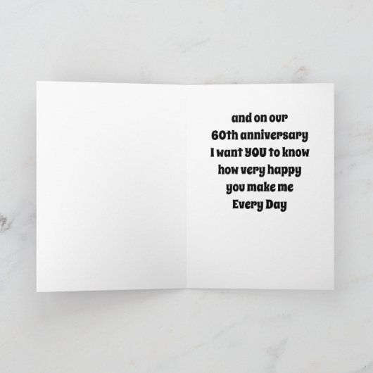 OP ONS **60e ** BRUILOFT JUBILEUM MET LIEFDE Kaart (Binnen)