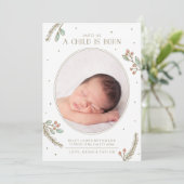 Op ons is een kind geboren als feestdag feestdagenkaart (Staand voorkant)