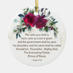 Op ons wordt een kind geboren in Isaiah, 9:6 kerst Keramisch Ornament