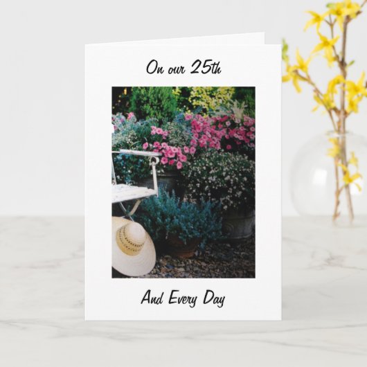 OP ONZE 25e VERJAARDAG EN ELKE DAG-IK HOU VAN JE Kaart (Gele Bloem)