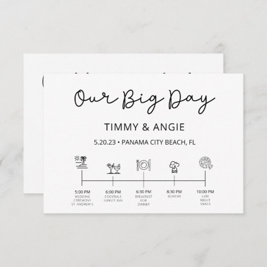 Op onze Big Day afgestemde Timmy & Angie Enclosure Informatiekaartje (Voorkant / Achterkant)