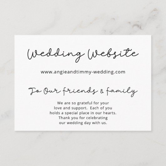 Op onze Big Day afgestemde Timmy & Angie Enclosure Informatiekaartje (Achterkant)