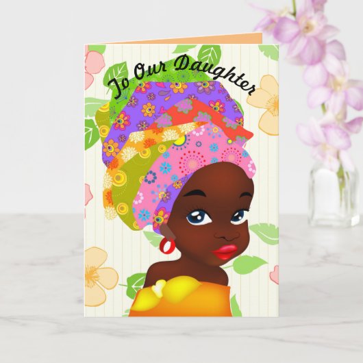 Op onze dochter African Girl Birthday Kaart (Orchidee)