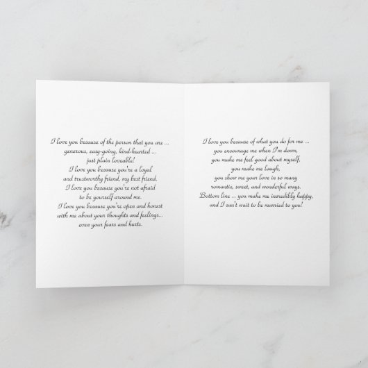 Op onze huwelijksdag ~ Waarom hou ik van je Kaart (Binnen)