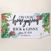 Op onze huwelijksreis - Gepersonaliseerde huwelijk Strandlaken (Voorkant)