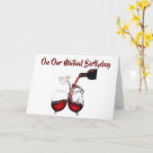 OP ONZE ***WEDERZIJDSE VERJAARDAG*** GIET DIE WIJN KAART (Gele Bloem)