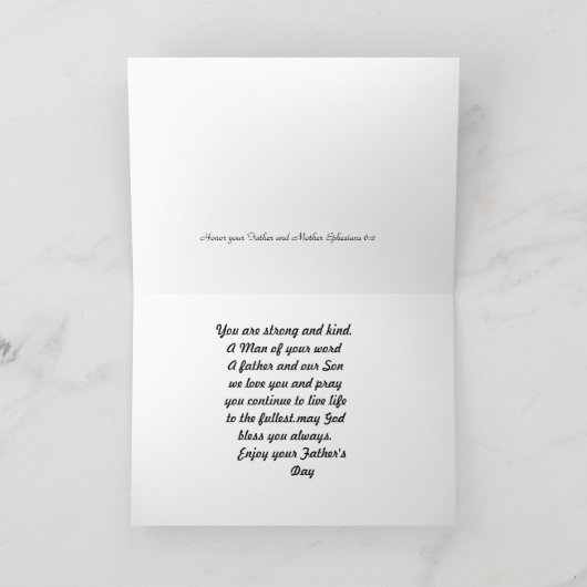 Op onze zoon kaart (Binnen)