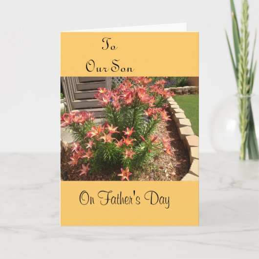 Op onze zoon, op Vaderdag Kaart (Voorkant)