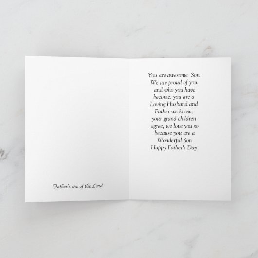 Op onze zoon, op Vaderdag Kaart (Binnen)