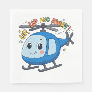 Op Op En Weg Schattige Kinderen Helikopter Servet