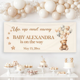 Op Op en Weg Teddybeer Ballonnen Baby Shower Spandoek