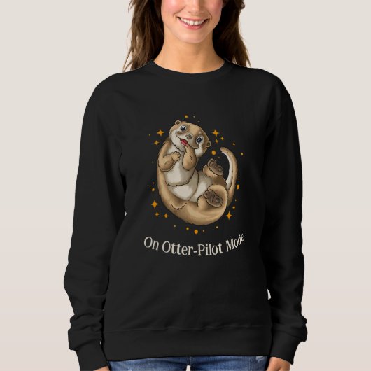 Op Otterpilot Modus Otter Humor Zee Otter Trui (Voorkant)