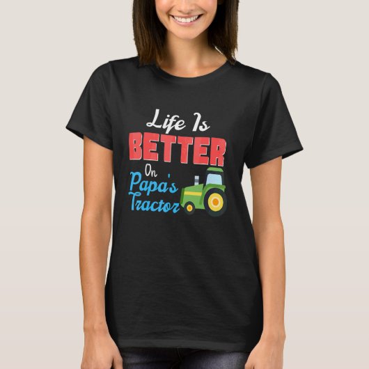 Op Papa's Tractor Groene Boerderij T-shirt (Voorkant)