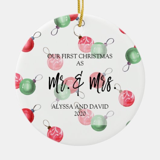 Op persoonlijke titel onze eerste Kerstmis als de  Keramisch Ornament (Voorkant)