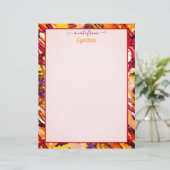 Op printers afgestemde Oranje en rode Abstracte Wa Briefhoofd (Staand voorkant)