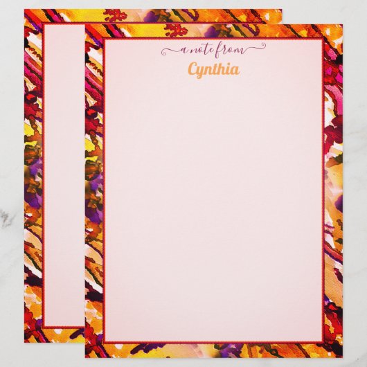 Op printers afgestemde Oranje en rode Abstracte Wa Briefhoofd (Voorkant / Achterkant)