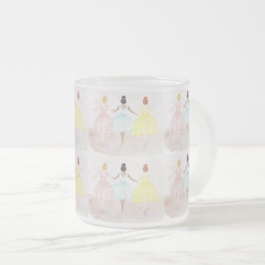 Op punt balletdansers matglas koffiemok (Voorkant rechts)