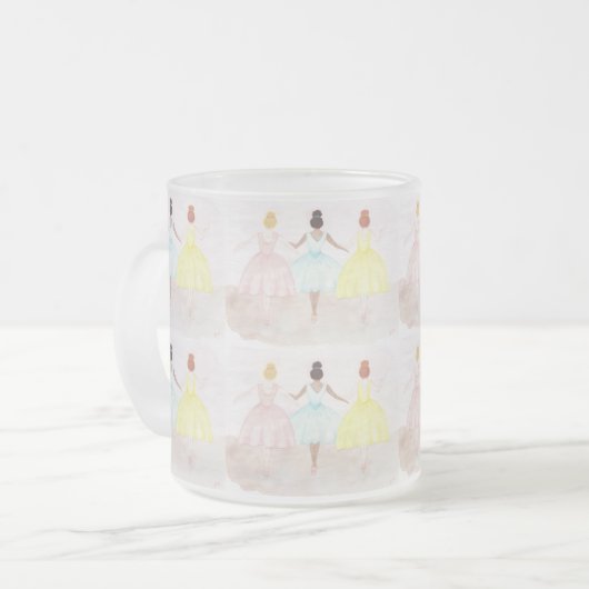 Op punt balletdansers matglas koffiemok (Voorkant links)