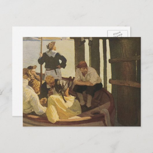 Op Queen's Ferry van NC Wyeth,  piraten Briefkaart (Voorkant / Achterkant)