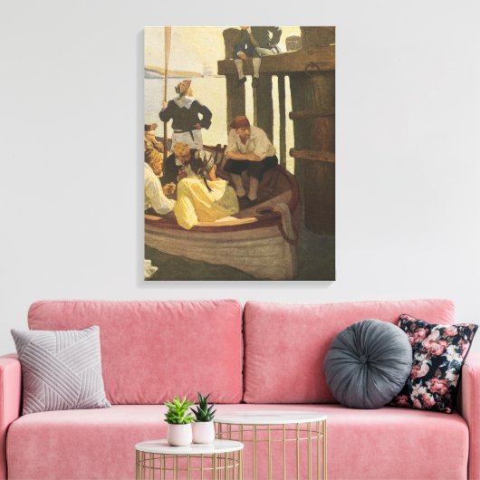 Op Queen's Ferry van NC Wyeth,  piraten Canvas Afdruk (Insitu (Woonkamer))