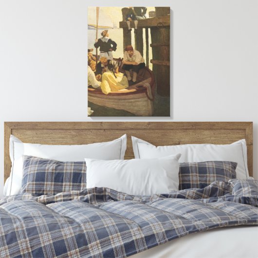 Op Queen's Ferry van NC Wyeth,  piraten Canvas Afdruk (Insitu (Slaapkamer))
