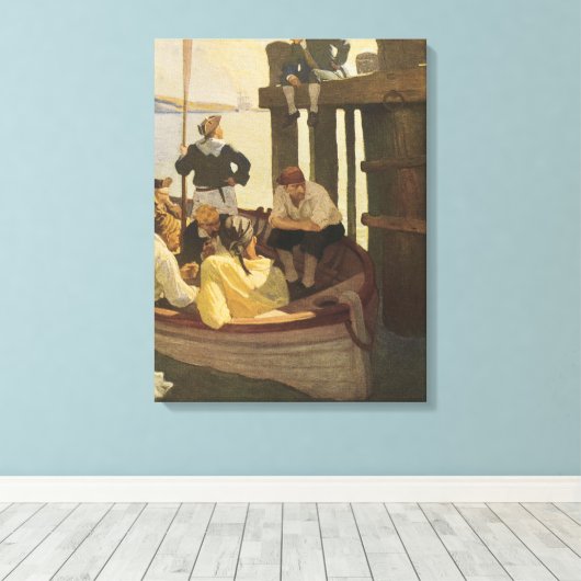 Op Queen's Ferry van NC Wyeth,  piraten Canvas Afdruk (Insitu (Houten vloer))