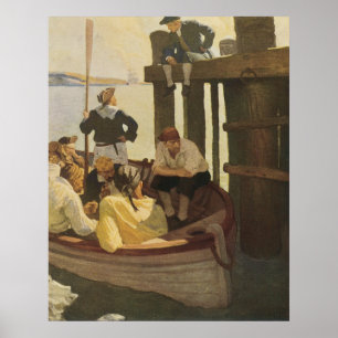 Op Queen's Ferry van NC Wyeth,  piraten Poster