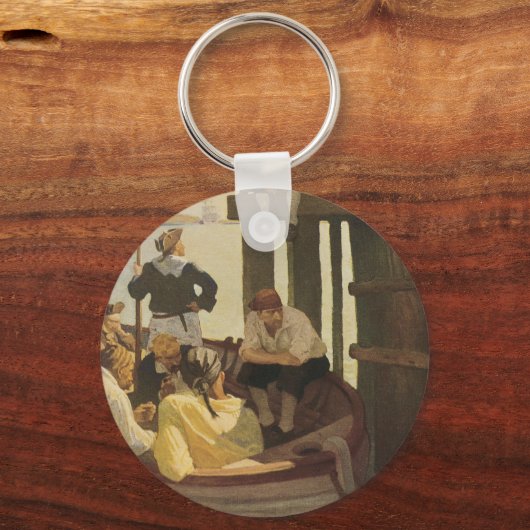 Op Queen's Ferry van NC Wyeth,  piraten Sleutelhanger (Voorkant)