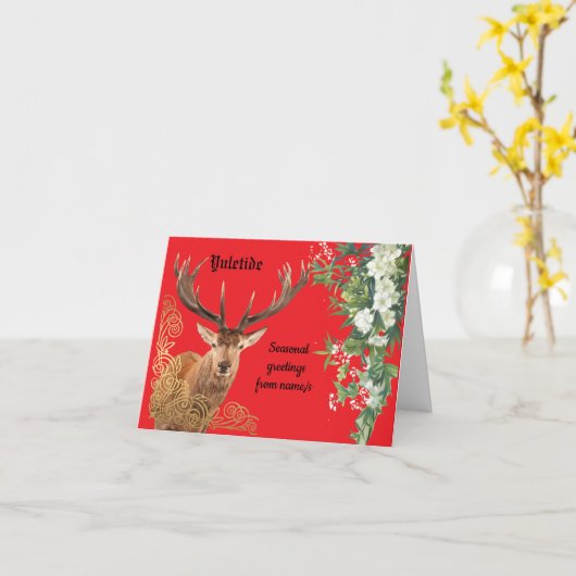 Op rode Yule blijven Kaart (Gele Bloem)