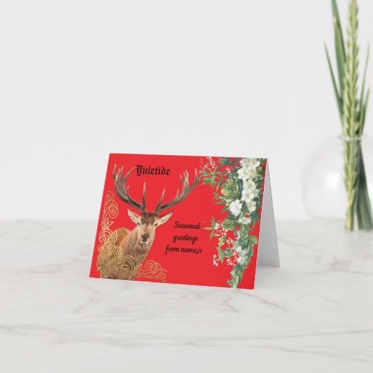 Op rode Yule blijven Kaart (Voorkant)