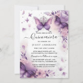 Op Royal Gold Tiara Lila licht Paarse Quinceanera Kaart (Voorkant)