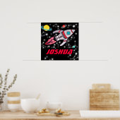 Op ruimtevaart gepersonaliseerde jongens zwart roo poster (Keuken)