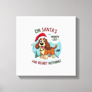 Op Santa's Kerstmis Stoute Lijst Berouw Niks Basse Canvas Afdruk
