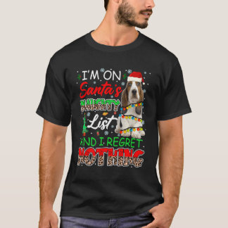 Op Santa's stoute lijst en spijt niets Basset T-shirt
