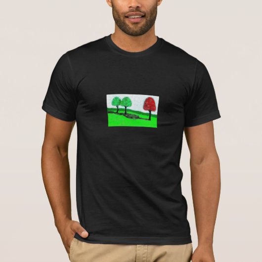 op shirt aanpasbare rode en groene bomen (Voorkant)