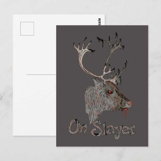 Op Slayer Kerstrendiertje Briefkaart (Voorkant / Achterkant)