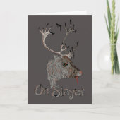 Op Slayer Reindeer Kerstmis Kaart (Voorkant)